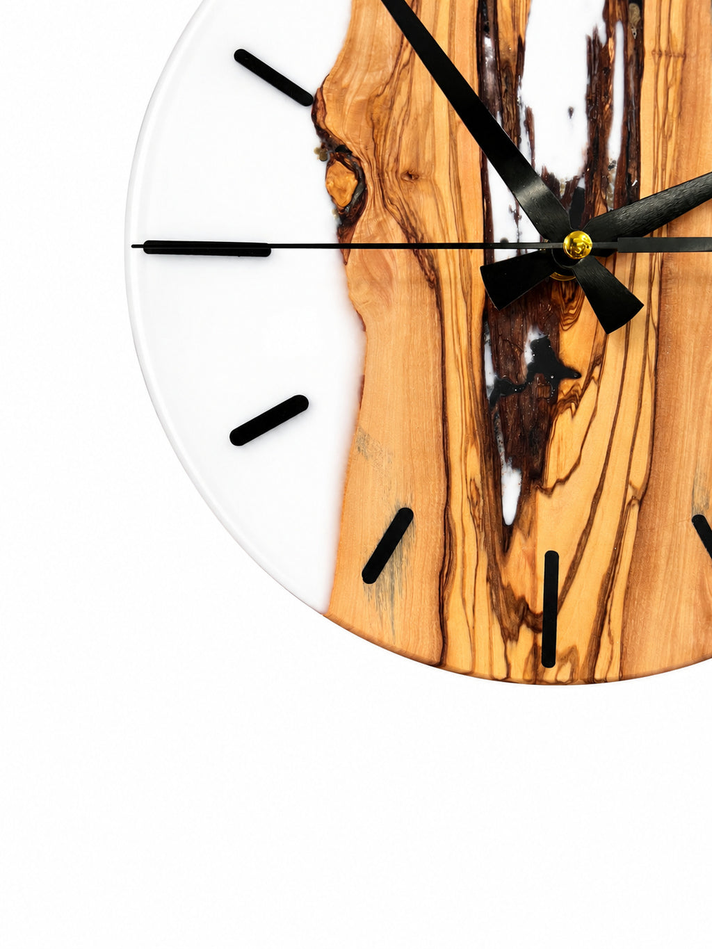 Ivory Passage Olive Wood & Resin Wall Clock — product photograph, view 4