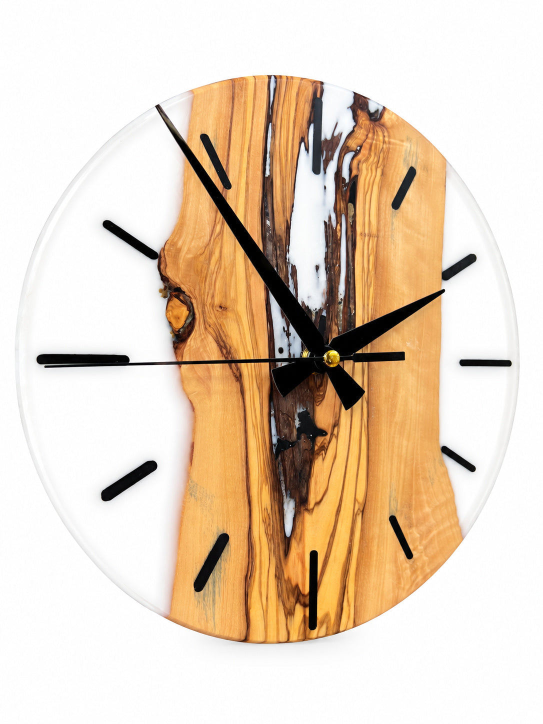 Ivory Passage Olive Wood & Resin Wall Clock — product photograph, view 6