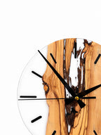 Ivory Passage Olive Wood & Resin Wall Clock — product photograph, view 2