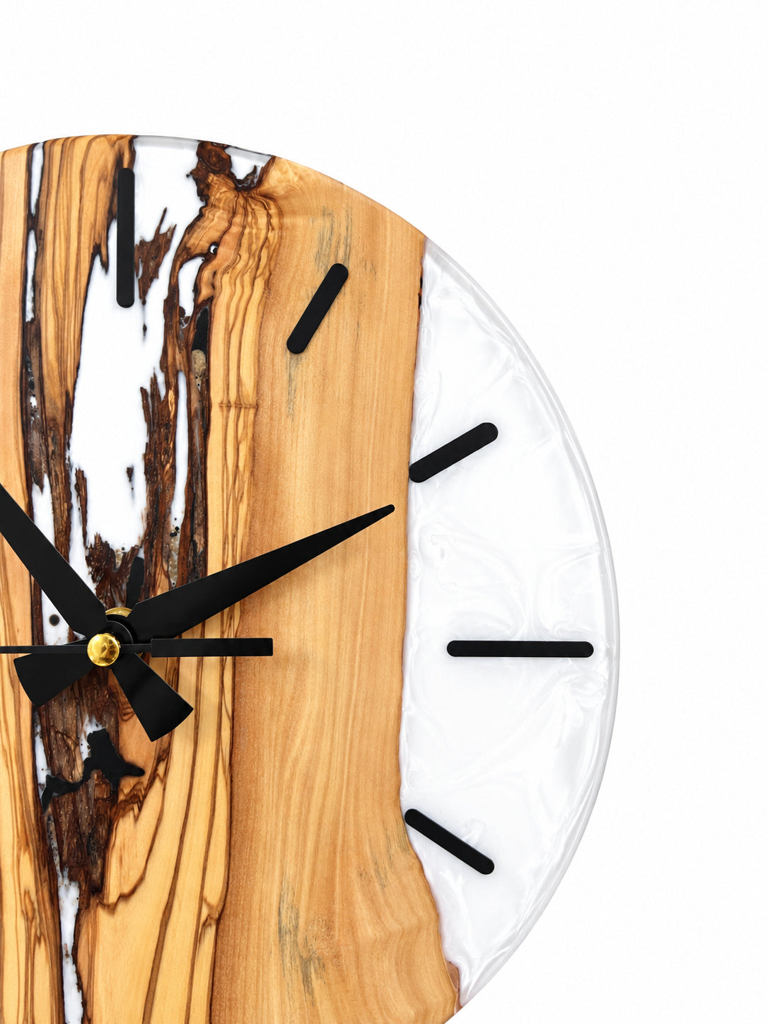 Ivory Passage Olive Wood & Resin Wall Clock — product photograph, view 9