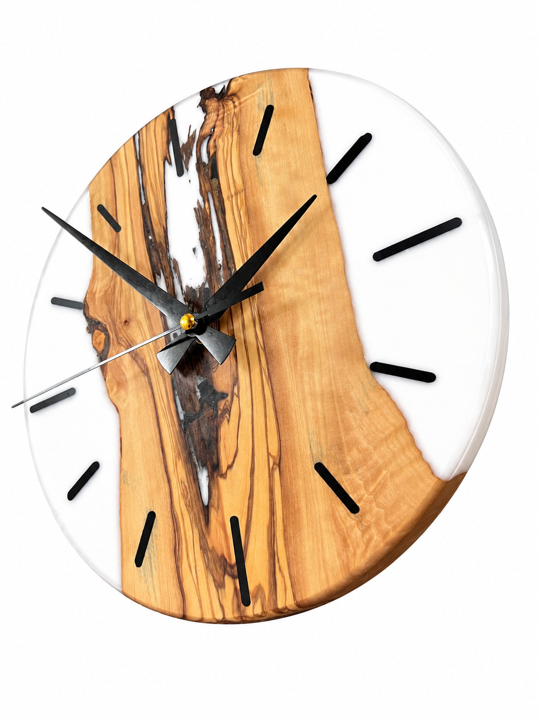 Ivory Passage Olive Wood & Resin Wall Clock — product photograph, view 3