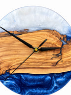 Deep Blue Horizon Olive Wood & Resin Wall Clock — product photograph, view 7