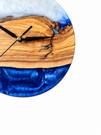 Deep Blue Horizon Olive Wood & Resin Wall Clock — product photograph, view 3