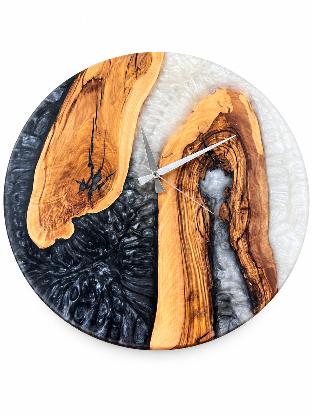 Monochrome Arch Olive Wood & Resin Wall Clock — product photograph, view 10