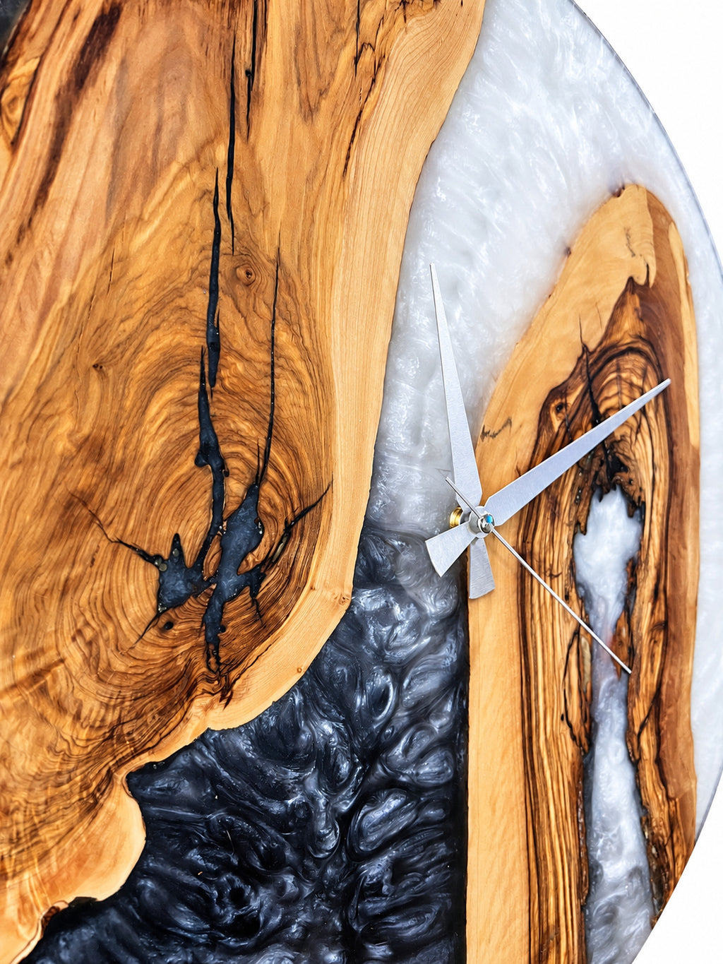 Monochrome Arch Olive Wood & Resin Wall Clock — product photograph, view 9