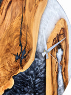 Monochrome Arch Olive Wood & Resin Wall Clock — product photograph, view 9