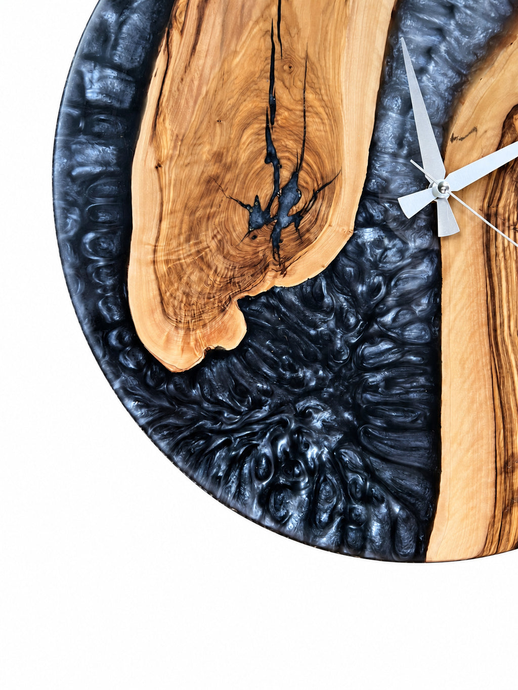 Monochrome Arch Olive Wood & Resin Wall Clock — product photograph, view 2