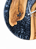 Monochrome Arch Olive Wood & Resin Wall Clock — product photograph, view 2