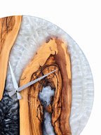 Monochrome Arch Olive Wood & Resin Wall Clock — product photograph, view 7