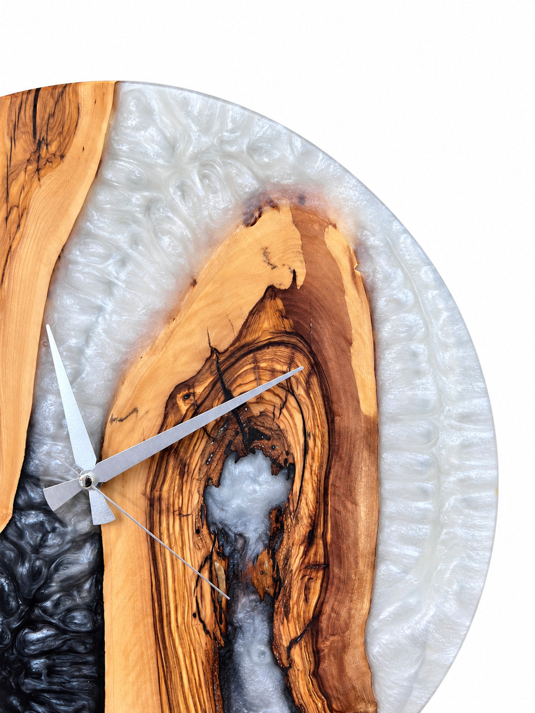 Monochrome Arch Olive Wood & Resin Wall Clock — product photograph, view 7