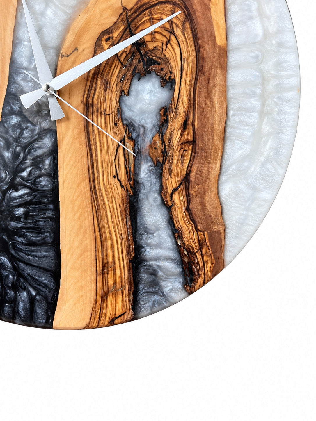 Monochrome Arch Olive Wood & Resin Wall Clock — product photograph, view 5