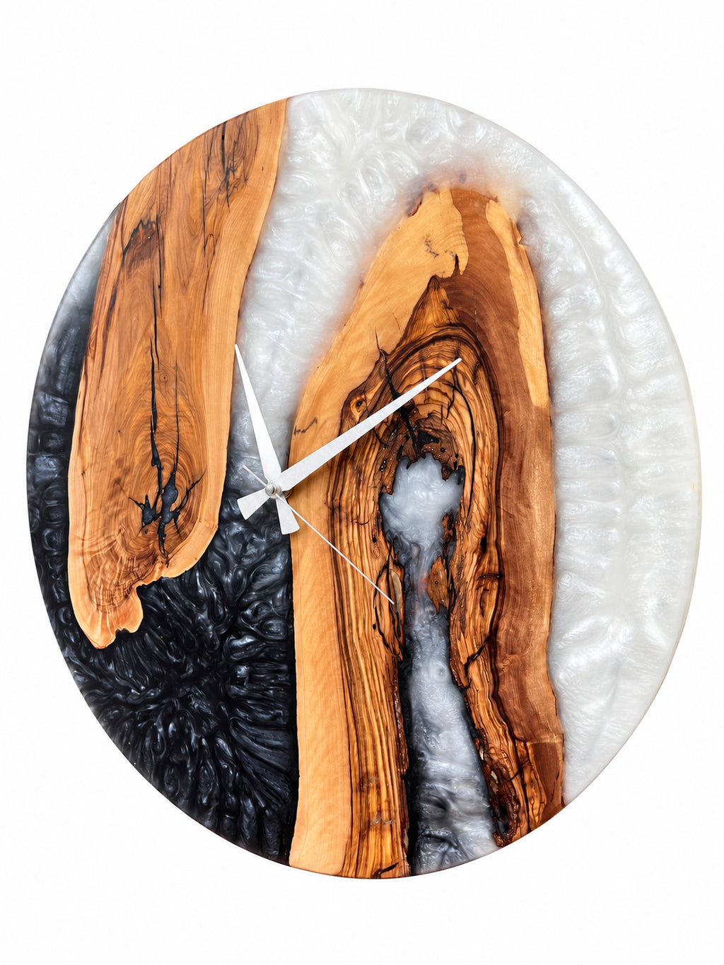 Monochrome Arch Olive Wood & Resin Wall Clock — product photograph, view 3