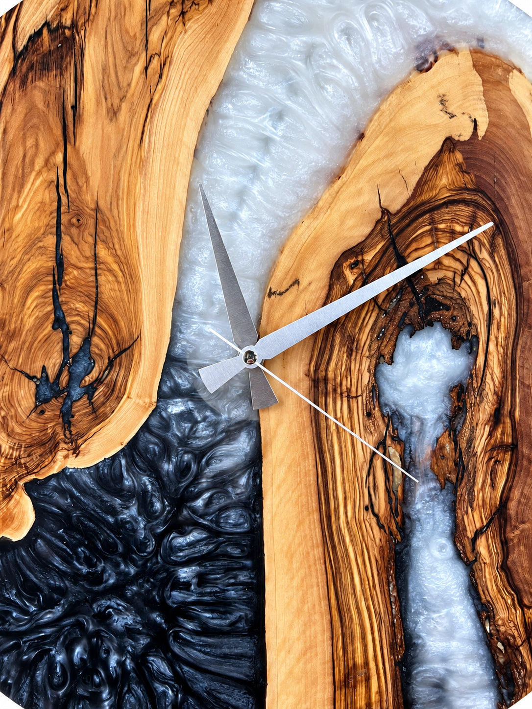 Monochrome Arch Olive Wood & Resin Wall Clock — product photograph, view 8