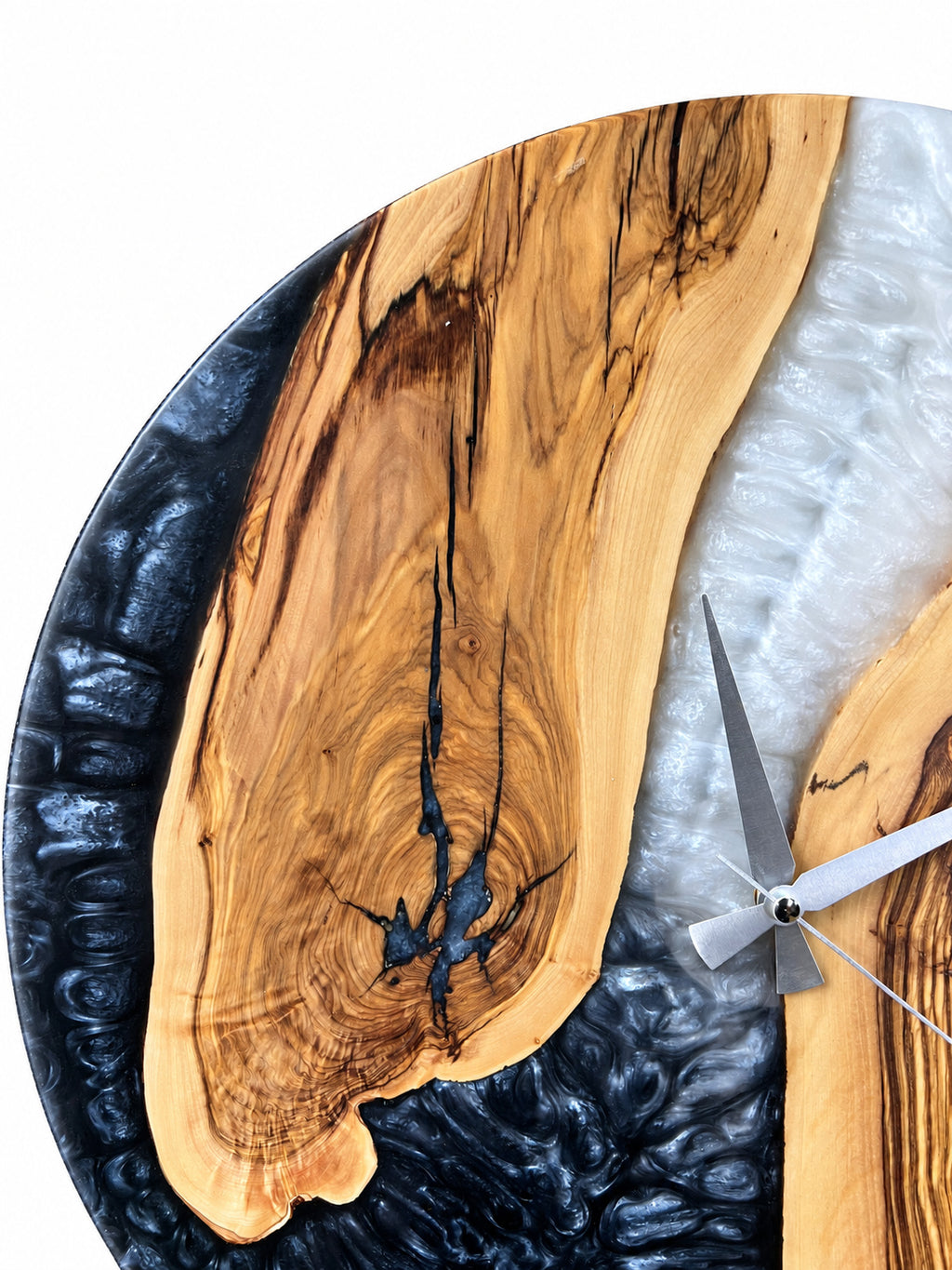 Monochrome Arch Olive Wood & Resin Wall Clock — product photograph, view 6