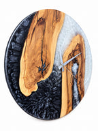 Monochrome Arch Olive Wood & Resin Wall Clock — product photograph, view 4
