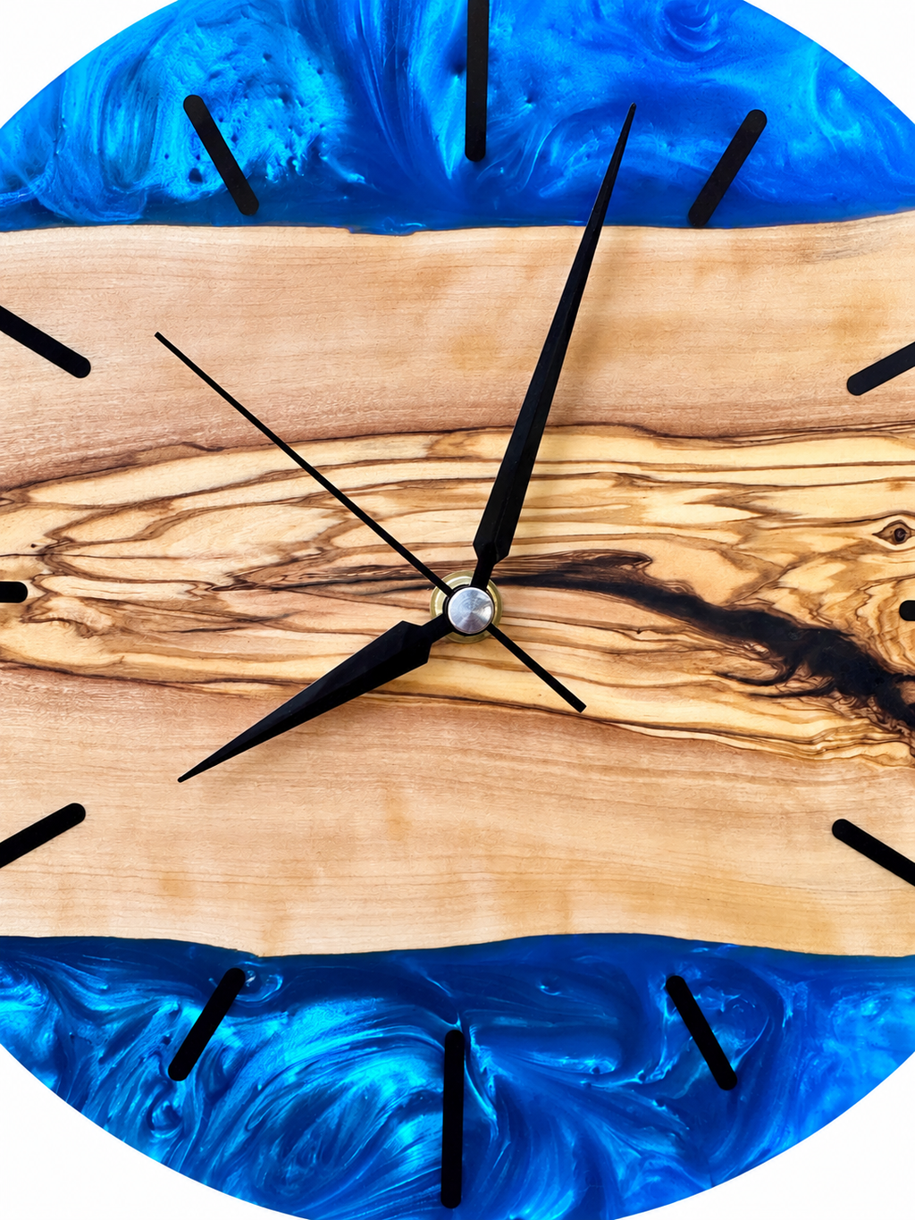 Blue Latitude Olive Wood & Resin Wall Clock — product photograph, view 9