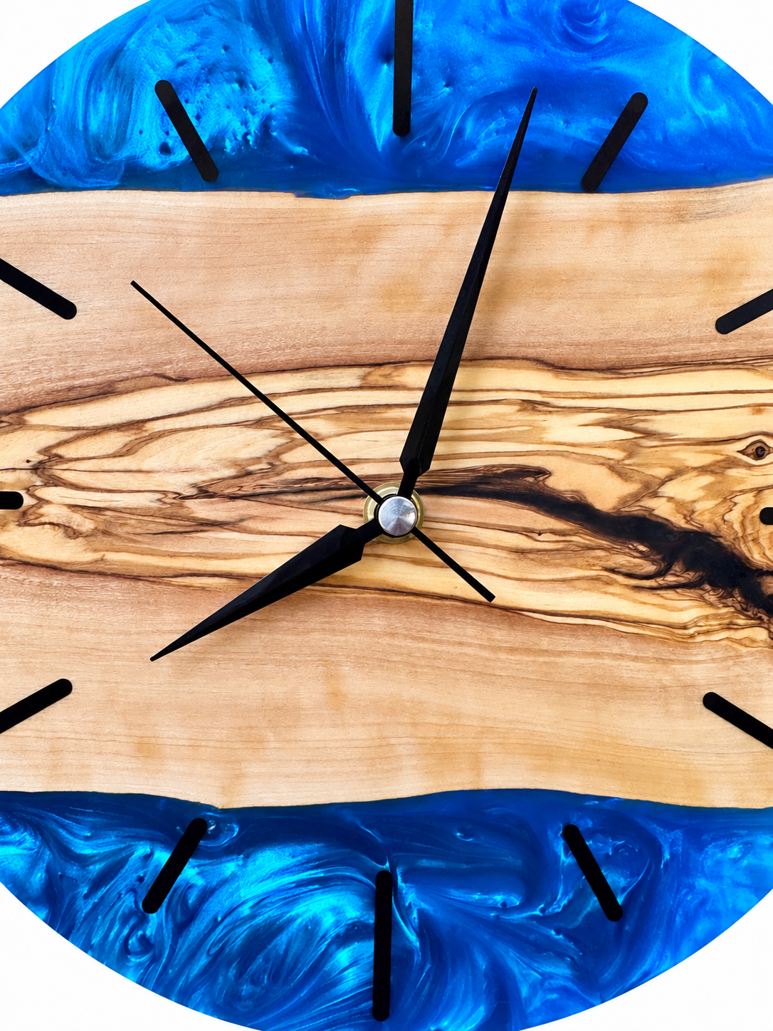 Blue Latitude Olive Wood & Resin Wall Clock — product photograph, view 9