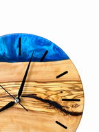 Blue Latitude Olive Wood & Resin Wall Clock — product photograph, view 6