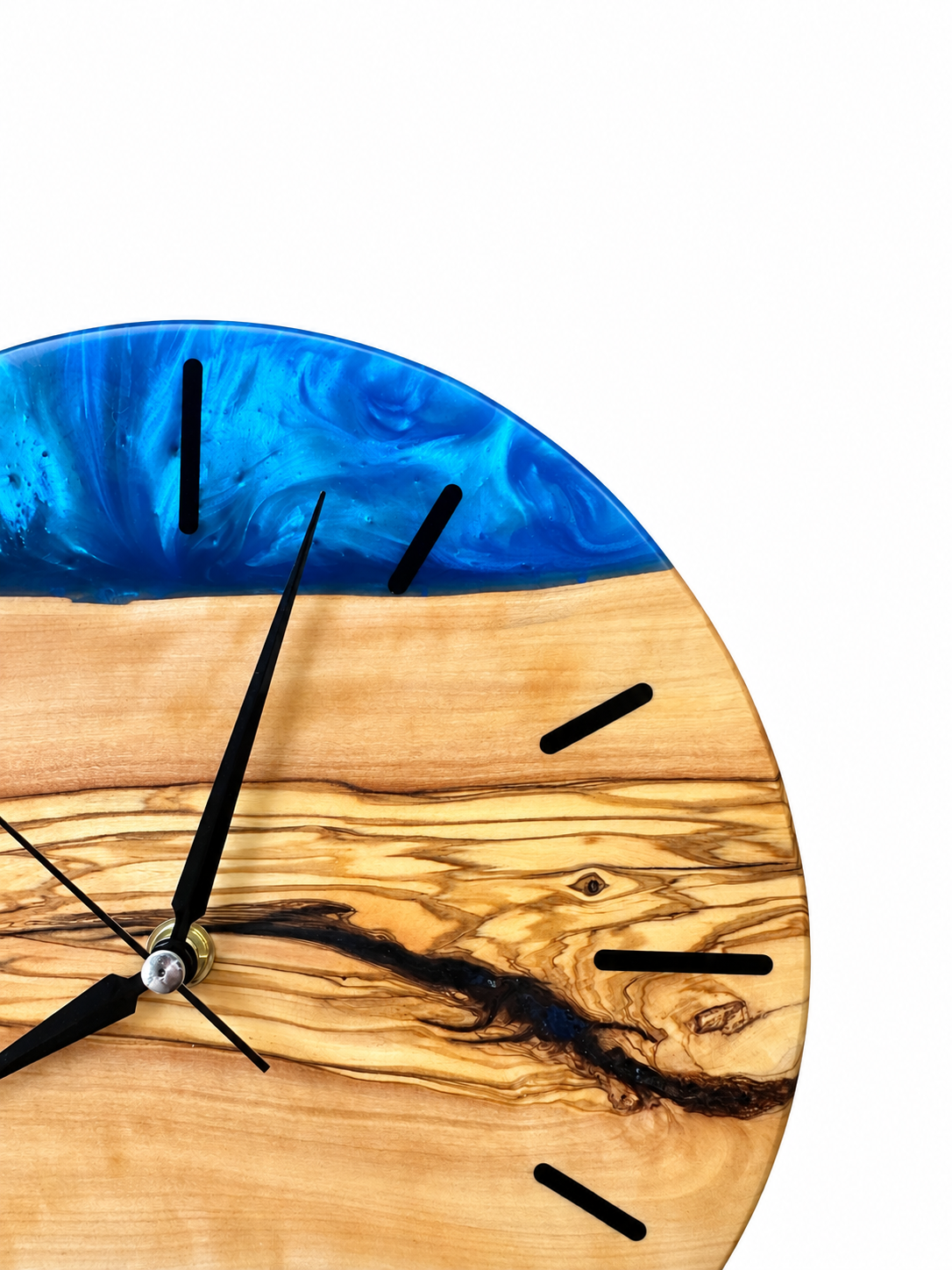 Blue Latitude Olive Wood & Resin Wall Clock — product photograph, view 6