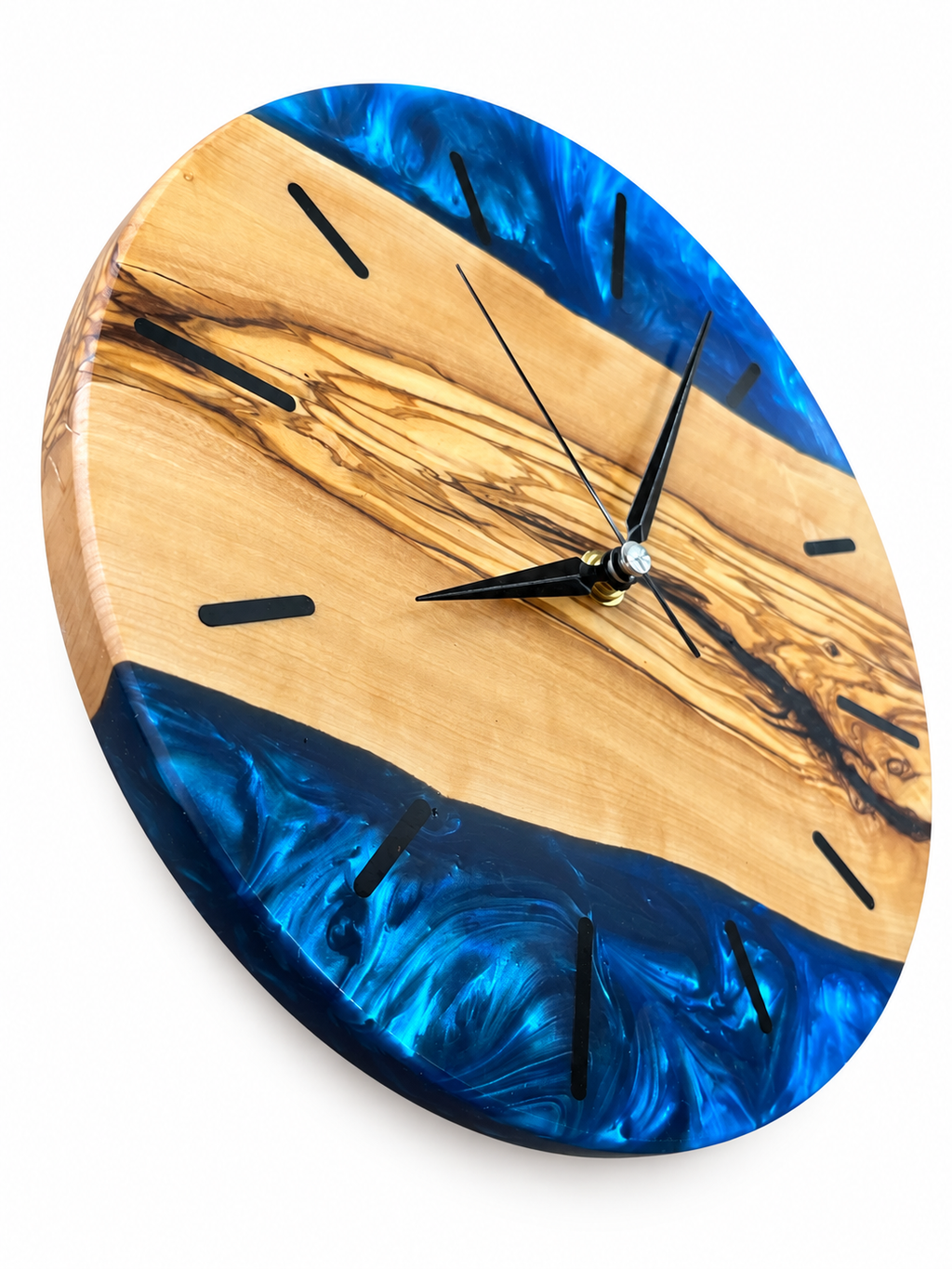 Blue Latitude Olive Wood & Resin Wall Clock — product photograph, view 3