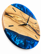Blue Latitude Olive Wood & Resin Wall Clock — product photograph, view 3