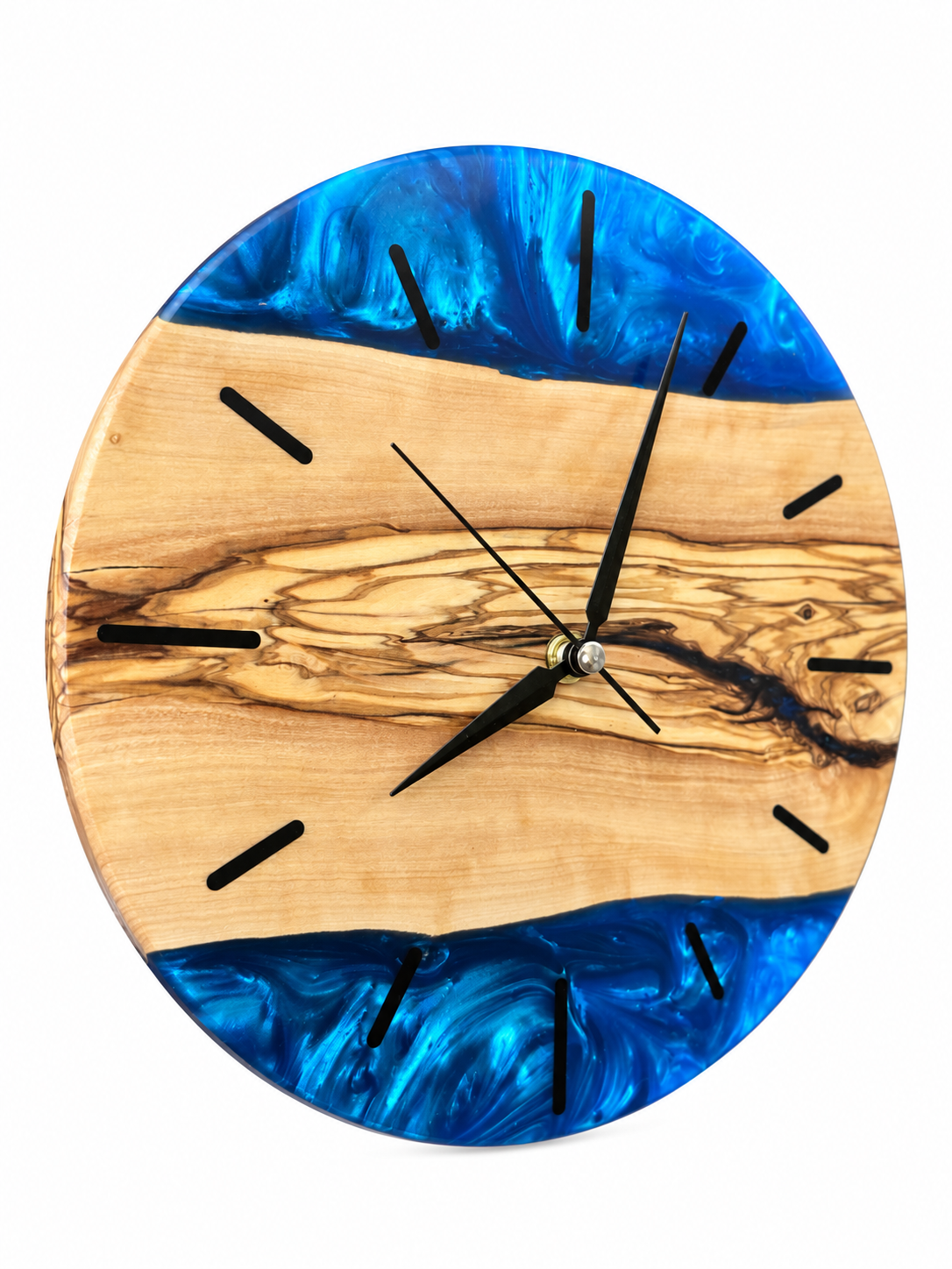 Blue Latitude Olive Wood & Resin Wall Clock — product photograph, view 2