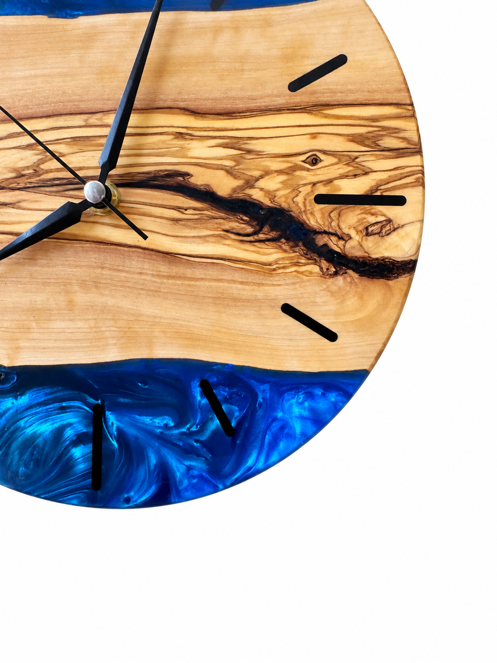 Blue Latitude Olive Wood & Resin Wall Clock — product photograph, view 7