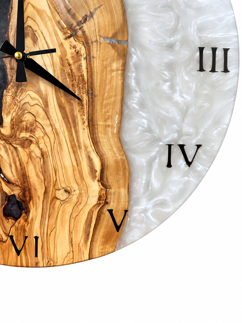 Obsidian Peak Olive Wood & Resin Wall Clock — product photograph, view 6