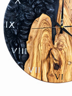 Obsidian Peak Olive Wood & Resin Wall Clock — product photograph, view 3