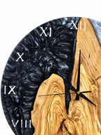 Obsidian Peak Olive Wood & Resin Wall Clock — product photograph, view 7