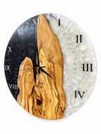 Obsidian Peak Olive Wood & Resin Wall Clock — product photograph, view 2