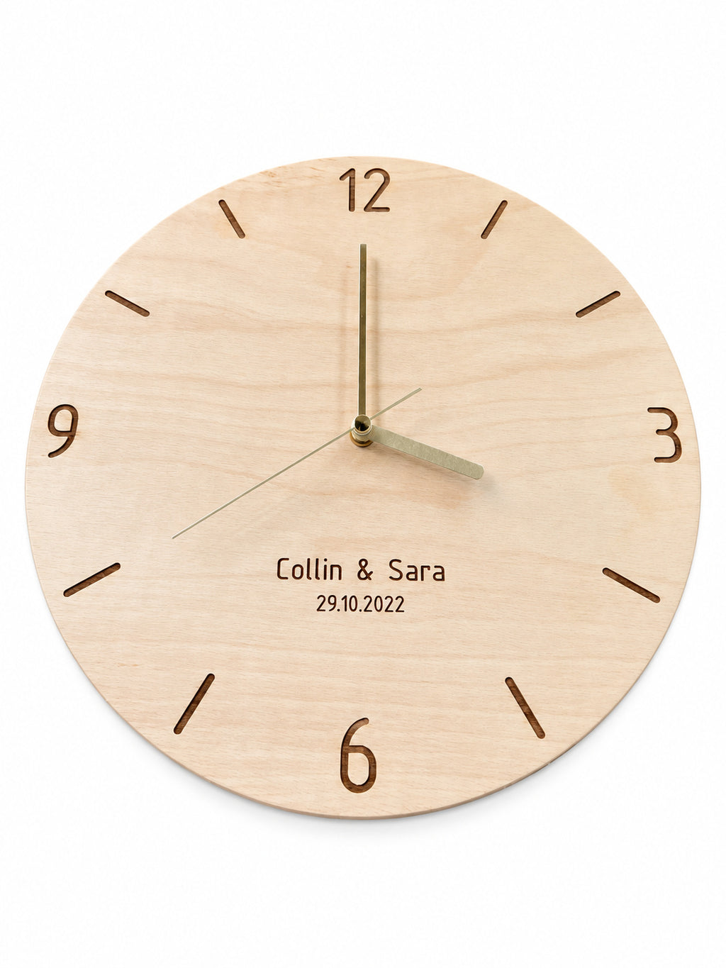 Personalised Names & Date Wood Wall Clock — product photograph, view 5