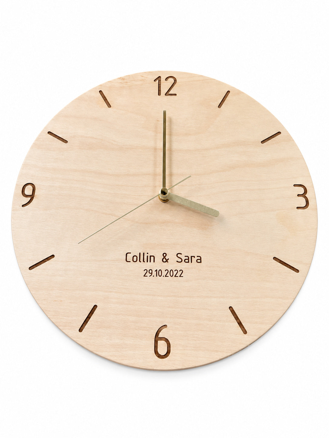 Personalised Names & Date Wood Wall Clock — product photograph, view 5