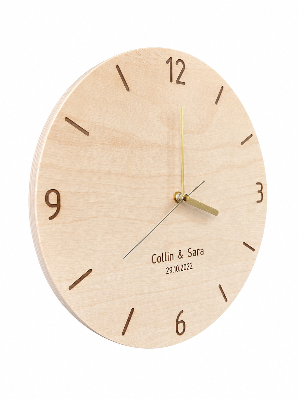 Personalised Names & Date Wood Wall Clock — product photograph, view 3