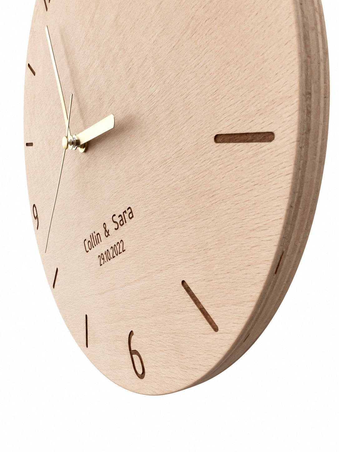 Personalised Names & Date Wood Wall Clock — product photograph, view 10