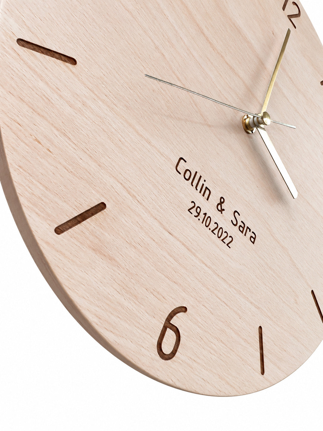 Personalised Names & Date Wood Wall Clock — product photograph, view 11