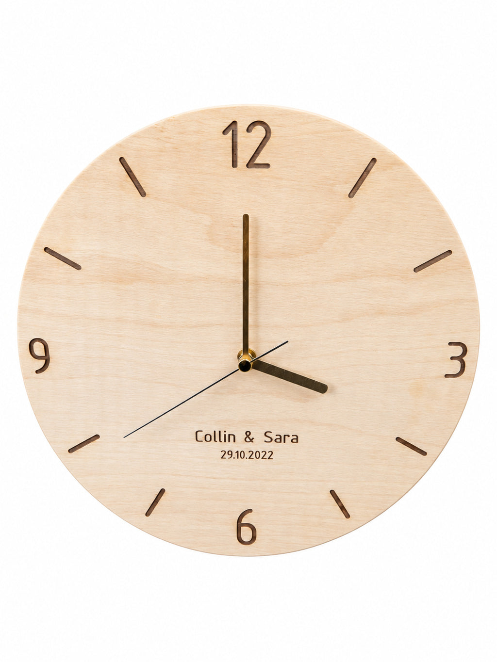 Personalised Names & Date Wood Wall Clock — product photograph, view 4