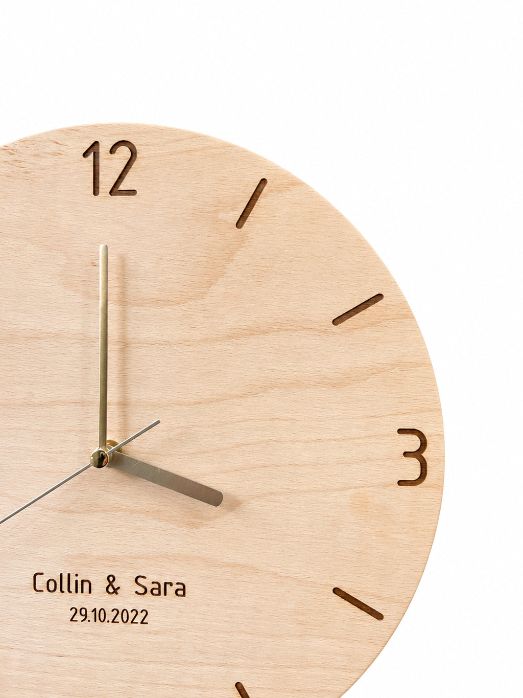 Personalised Names & Date Wood Wall Clock — product photograph, view 6