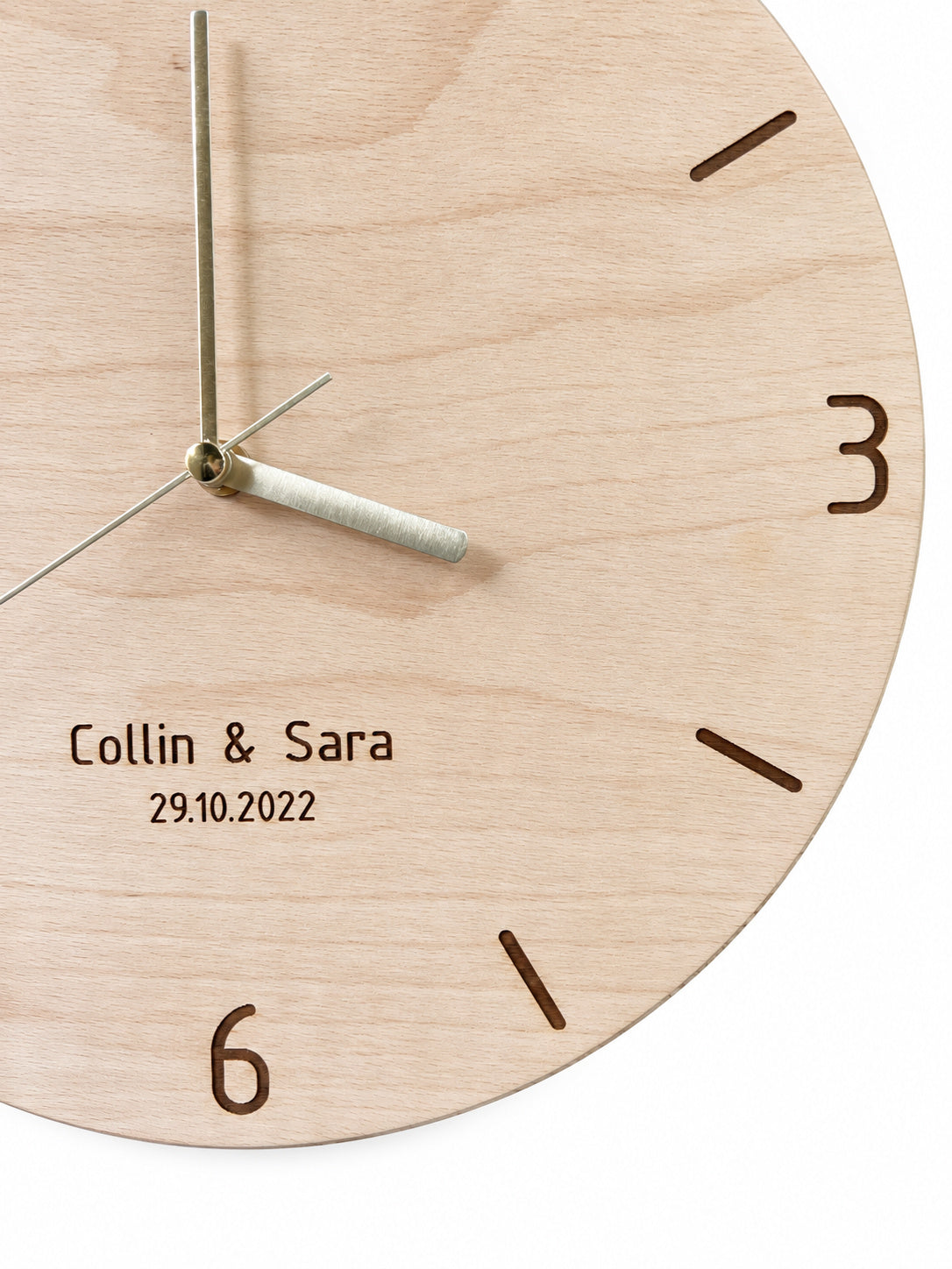 Personalised Names & Date Wood Wall Clock — product photograph, view 7