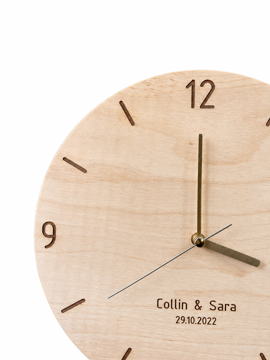 Personalised Names & Date Wood Wall Clock — product photograph, view 2