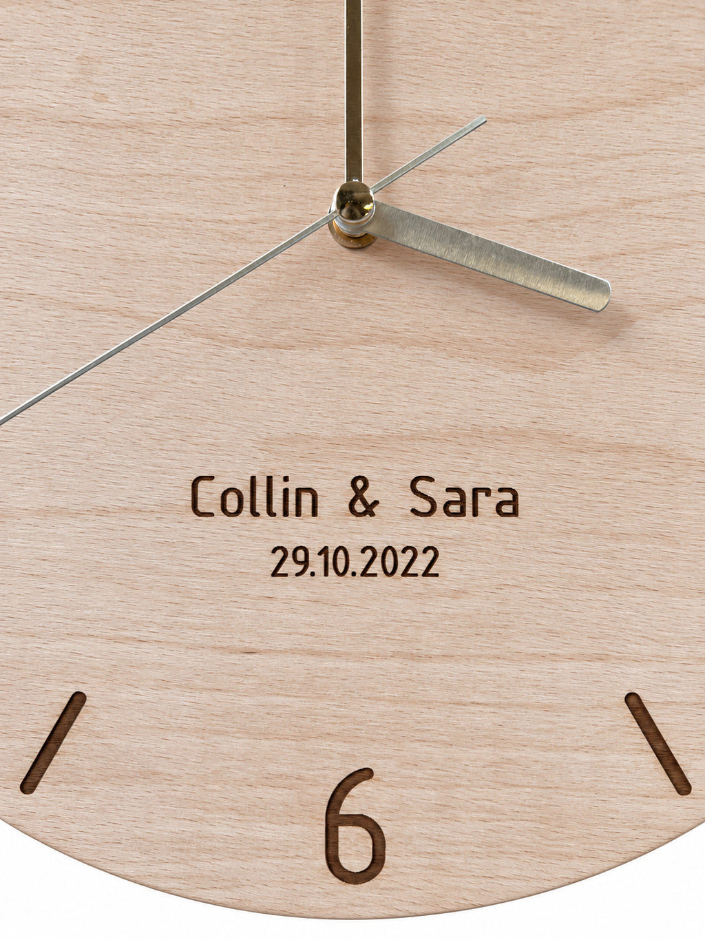Personalised Names & Date Wood Wall Clock — product photograph, view 8