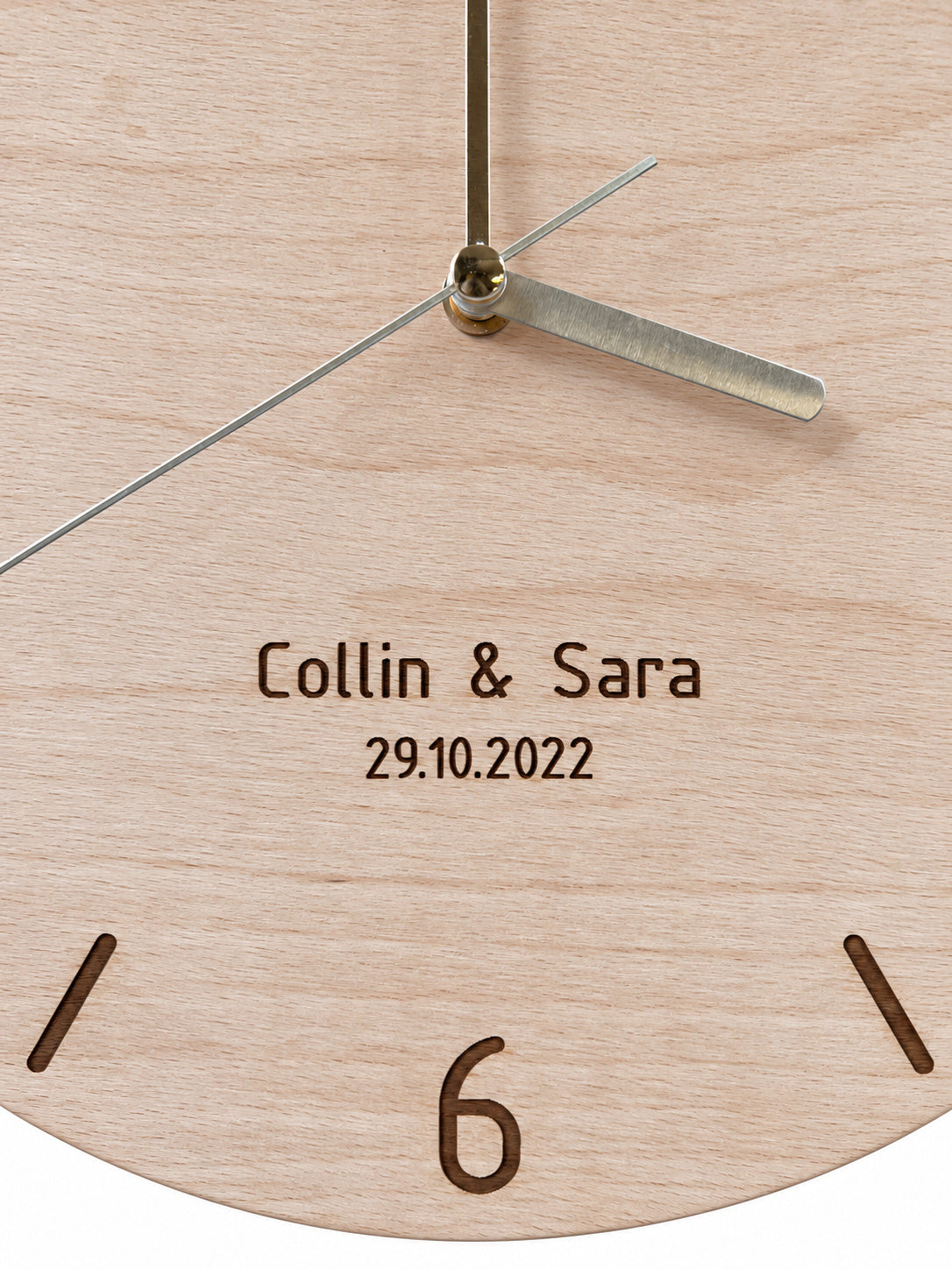 Personalised Names & Date Wood Wall Clock — product photograph, view 8