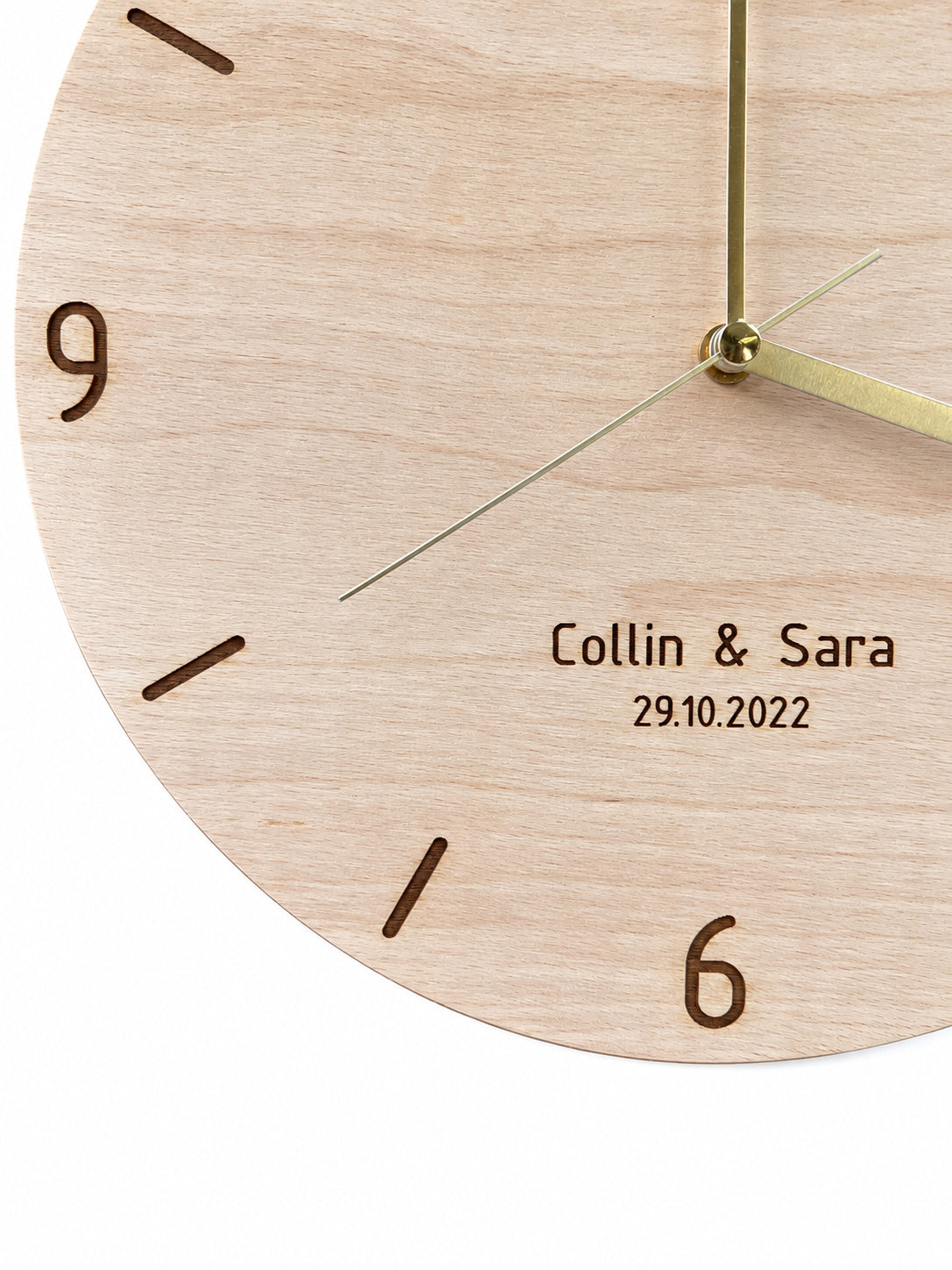 Personalised Names & Date Wood Wall Clock — product photograph, view 9