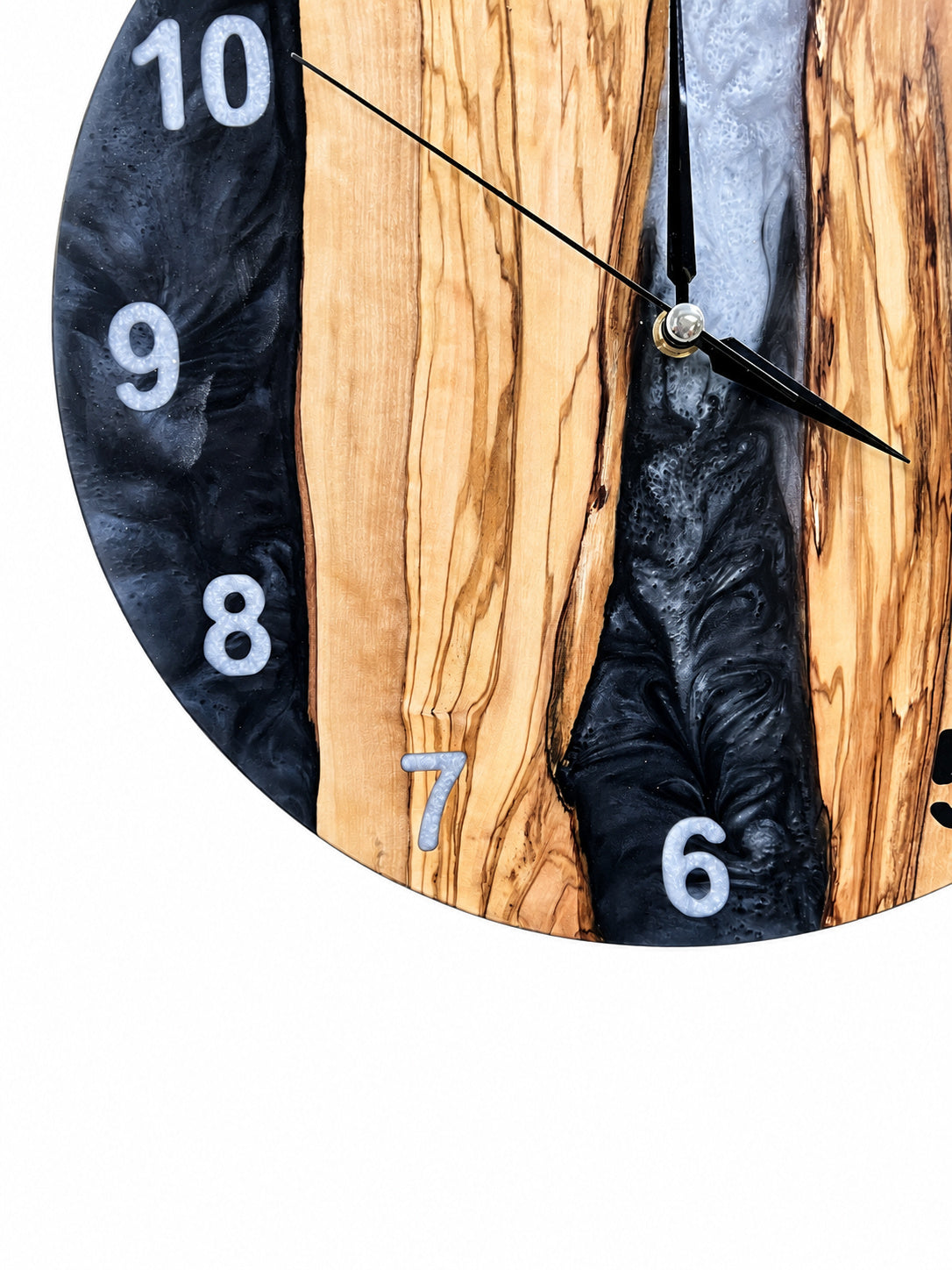 Charcoal Pearl Canyon Olive Wood & Resin Wall Clock — product photograph, view 8