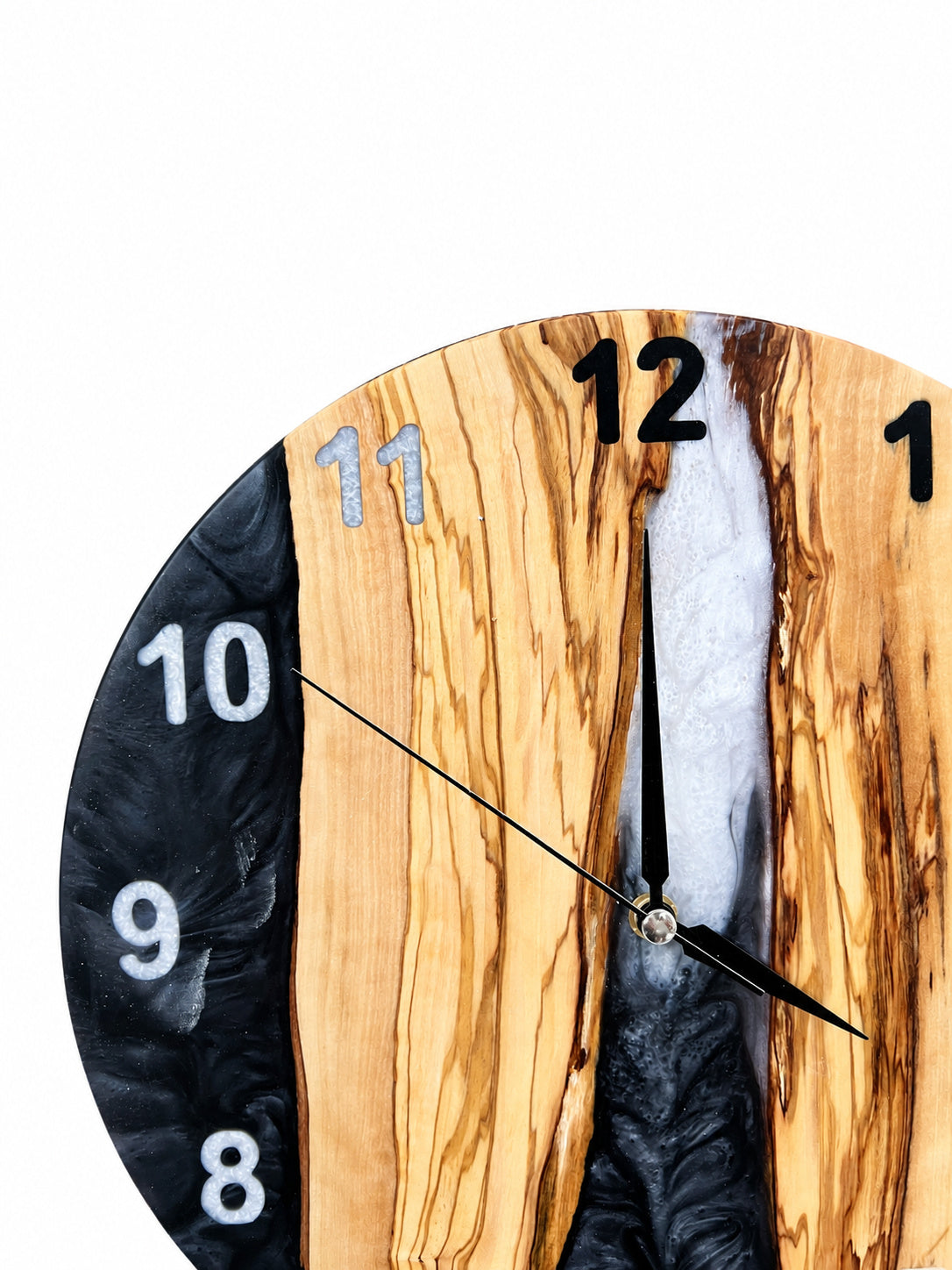 Charcoal Pearl Canyon Olive Wood & Resin Wall Clock — product photograph, view 6