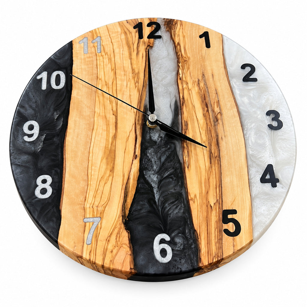 Charcoal Pearl Canyon Olive Wood & Resin Wall Clock — product photograph, view 4