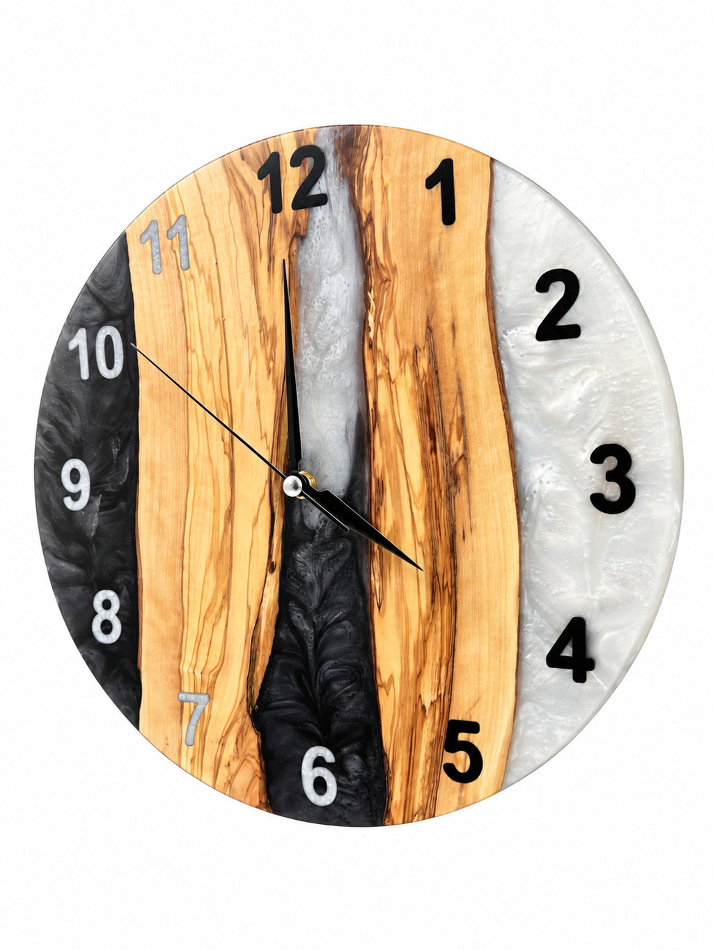 Charcoal Pearl Canyon Olive Wood & Resin Wall Clock — product photograph, view 3