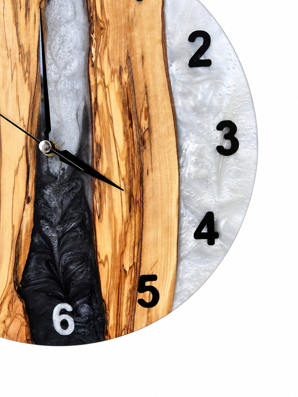 Charcoal Pearl Canyon Olive Wood & Resin Wall Clock — product photograph, view 9