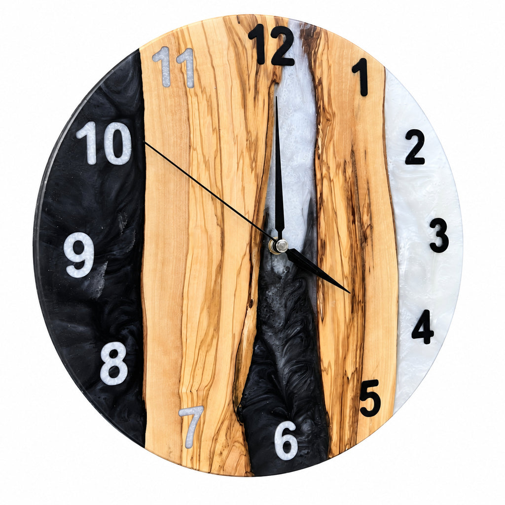 Charcoal Pearl Canyon Olive Wood & Resin Wall Clock — product photograph, view 2