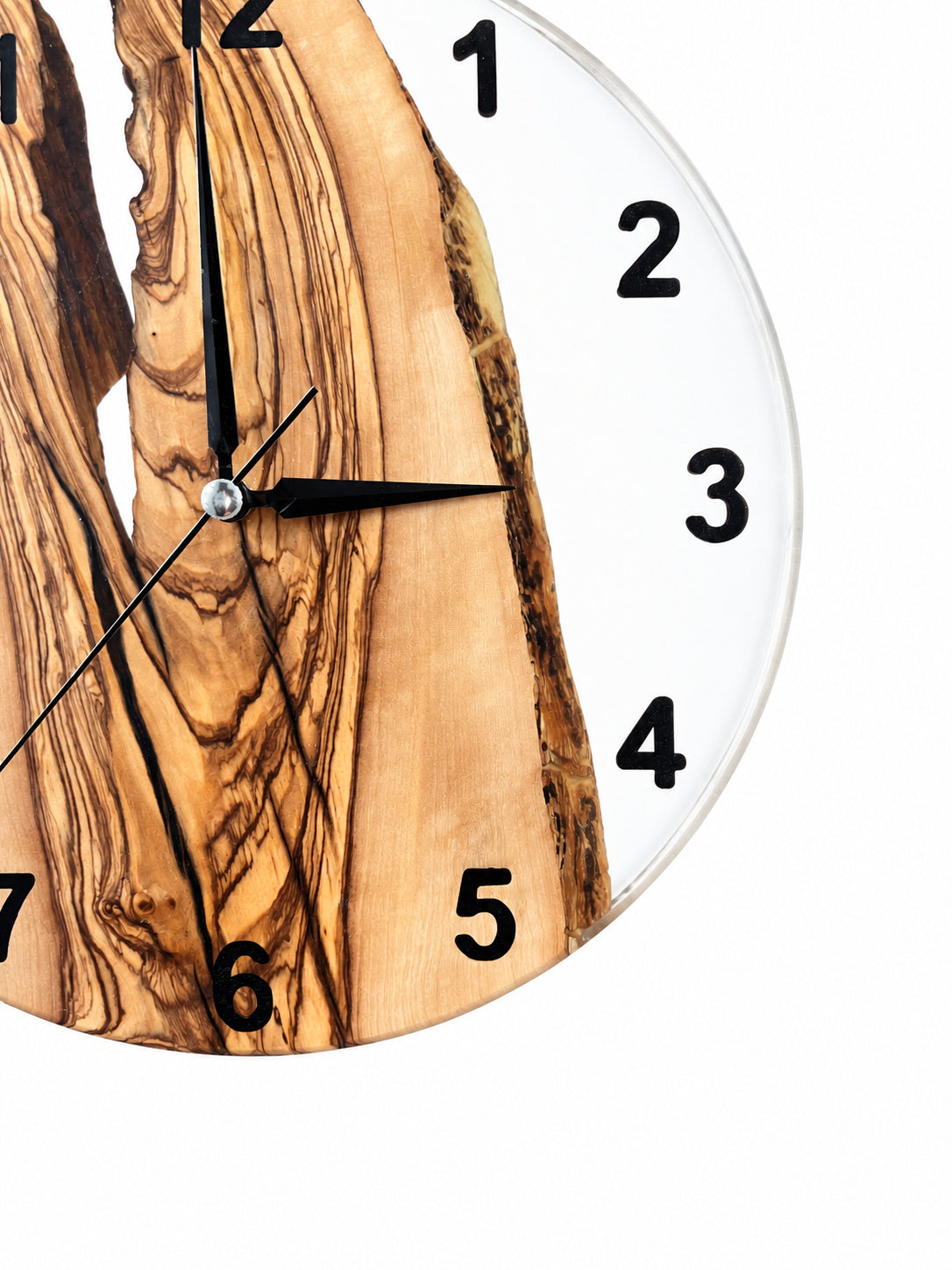 Charcoal Pearl Ridge Olive Wood & Resin Wall Clock — product photograph, view 7